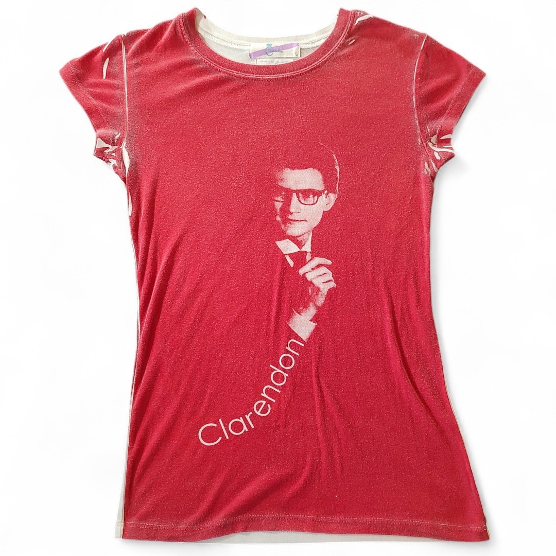 RARA MAGLIETTA ROSSA Y2K VINTAGE Clarendon NYC Designer YSL ispirata Yves Saint Laurent taglia S