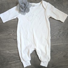 Tesa Babe Baby Girl White Romper 0-3M Rhinest...