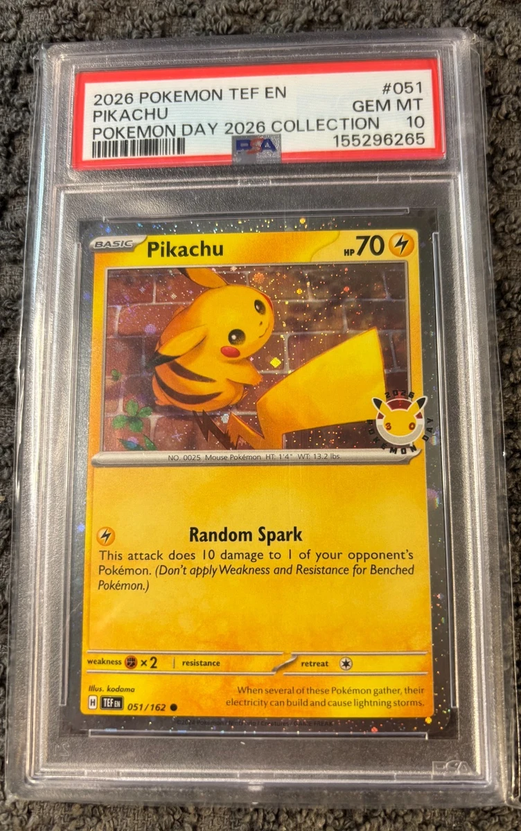 Pikachu Pokémon TCG Grade 10 Common Individual Collectible Card