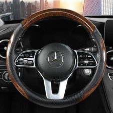 Universal Car Steering Wheel Cover Peach Wood Grain Nonslip All-season 14.5-15in