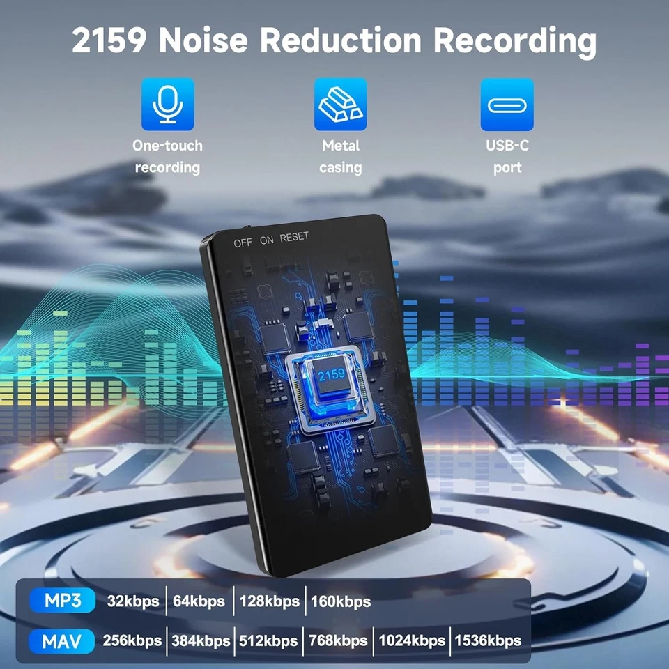 Vivaniir 128GB Digital Voice Recorder Portable, 300 Hours Ultra Long Life USB-C - Image 4 of 4
