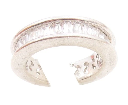 925 Silver Vintage Emerald Cut Topaz Eternity Band Ring  Sz 7.75  RG26143