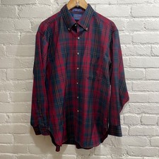 Vintage Sir Pendleton Plaid Button Up Virgin Worsted Wool Red  Blue Large L 