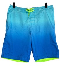 Hollister Men  s Board Shorts Swim Trunks XL Aqua Green Gradient Preppy 36x9