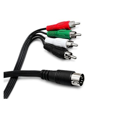 Audio Kabel DIN 5-pol Stecker auf 4 Cinch 1/4 Pin 470 kOhm Pegeldämpfung Adapter