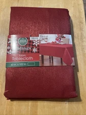 New Christmas Winter Wonder Lane Collection Tidings Fabric Tablecloth 60”x102”