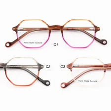 47mm Unisex Retro Polygon Eyeglass Frames Full Rim Spectacles Glasses with Box