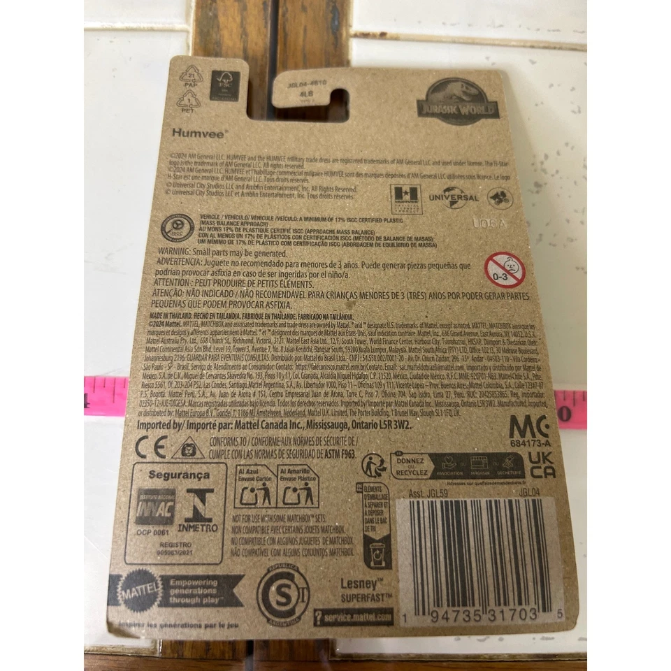 Matchbox Jurassic World Dominion Humvee Military Vehicle Green Diecast Toy Car - Image 2 of 3