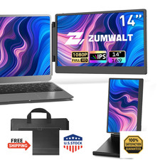 ZUMWALT 14" 1080P FHD Portable Laptop Monitor Extender Screen USB-C HDMI