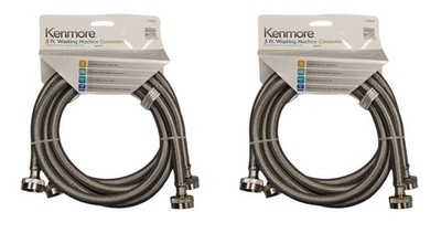 2x Kenmore 26-59027 Washing Machine Hose  5 Ft 3/4 FHT Steel Braid Universal Fit