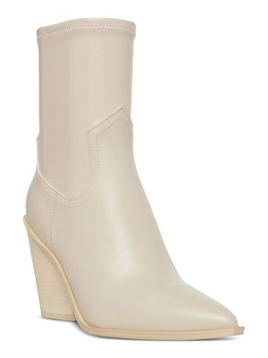 STEVE MADDEN Womens Ivory Thorn Toe Block Heel Leather Western Boot 9.5 M