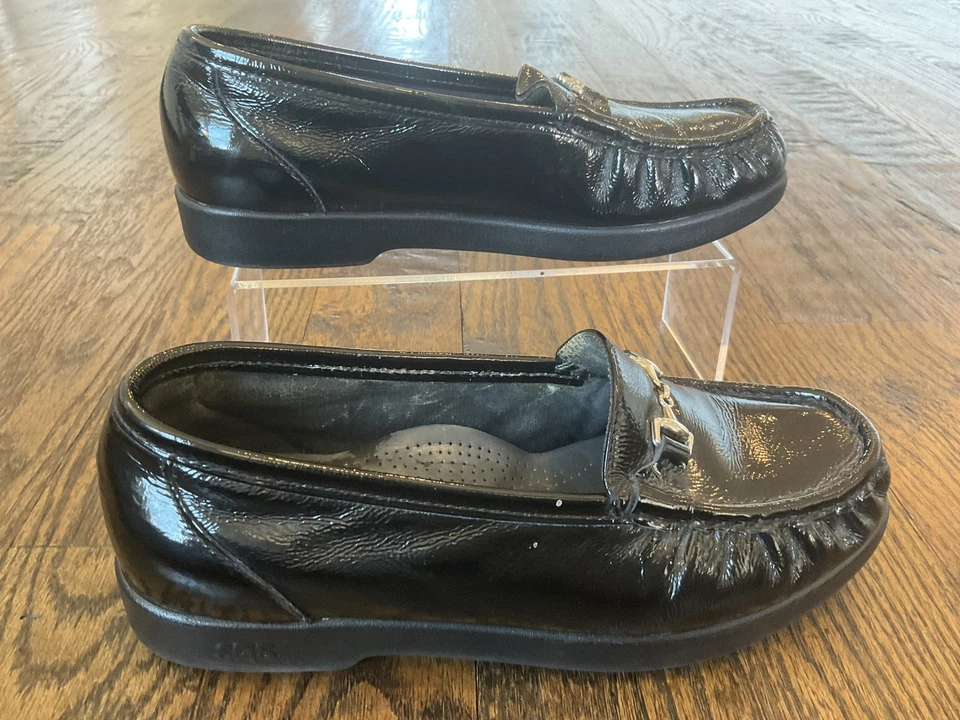 Zapatos sin cordones SAS Tripad Comfort charol negro mocasines para mujer talla US7 Foto 4 de 4