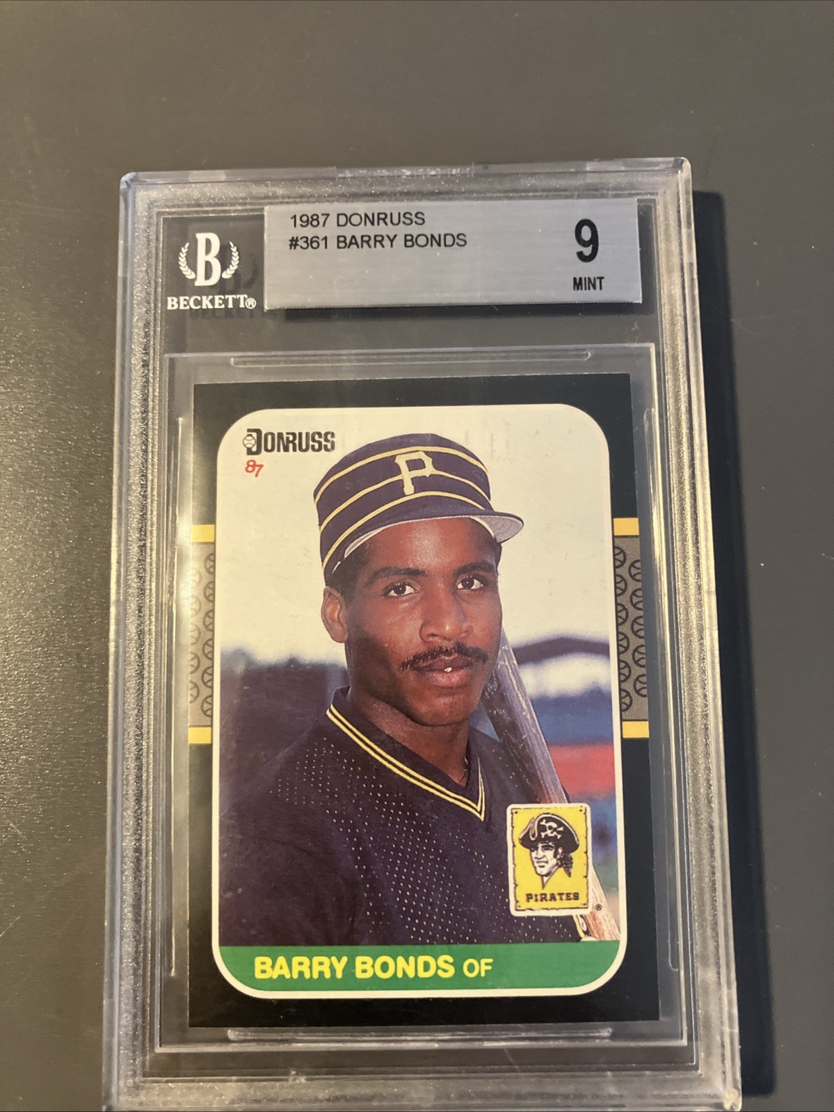 1987 Donruss Barry Bonds BGS 9 MINT #361 Rookie RC view 2