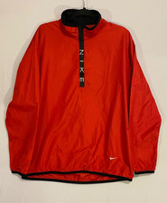 NIKE MENS SIZE LARGE JACKET WINDBREAKER VTG HALF ZIP RED LIGHTWEIGHT PULL OVER