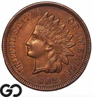 1908-S Indian Head Cent Penny *Tough Better Date* Choice AU++/Unc