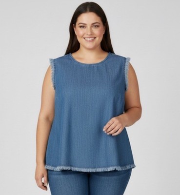 Rachel Roy Denim Sleeveless Top -2x- ExclusivePlus Size Edition (027)