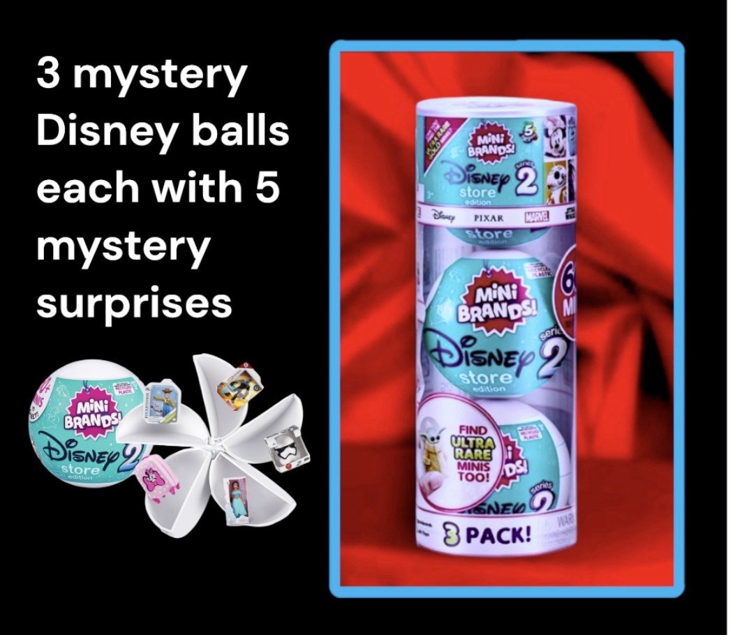 3 PACK Zuru Mini Brands Series 2 Disney Edition 5 Mystery Surprises Per Ball NEW