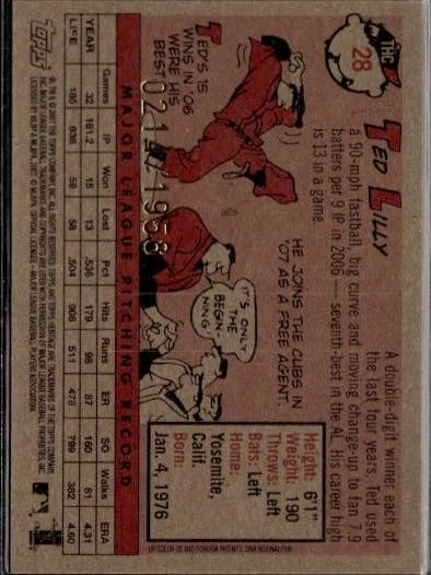 2007 Topps Heritage #THC28 Ted Lilly Chrome #/1958 - Image 2 of 2
