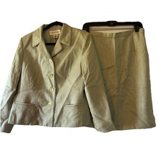 JONES NEW YORK Pale Green SKIRT SUIT-12 -POLY, RAYON,  LINEN- Classic Spring