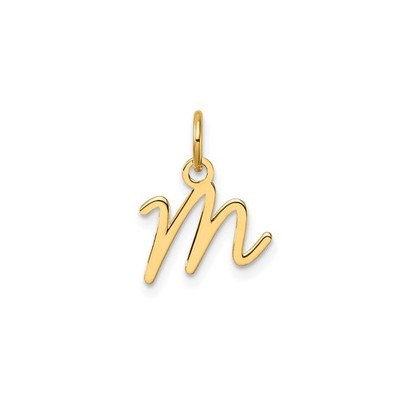 14k Gelbgold Schrift Buchstabe M Initiale Anhänger Charm poliert 16mm