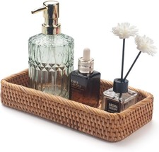 Rattan Bathroom Vanity Tray Towel Storage Basket