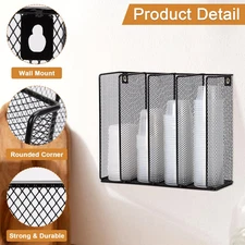 Wall Mount Portion Sauce Cup Lid Organizer 4 Compartments Iron Dispenser Black