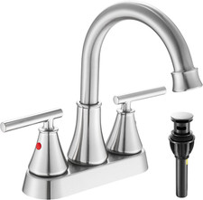 Bathroom Sink Faucet 4 Inch 2 Handle Centerset Brushed Nickel Lead-Free Modern B