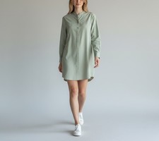 NA-KD Adjustable Side Strap Shirt Dress Women's SMALL Button Up Midi Green