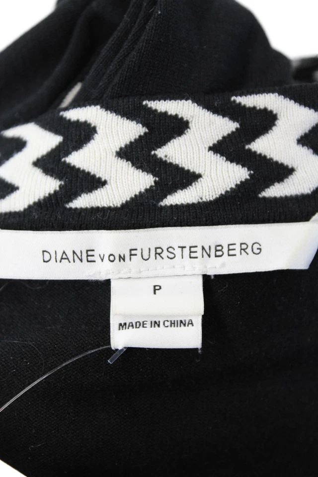 Suéter envolvente Diane Von Furstenberg para mujer Chevron con cuentas negro blanco pequeño Foto 4 de 4