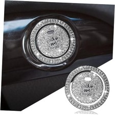 Bling Crystal Car Engine Start Ring Sticker, Sparkling Rhinestone Push White2