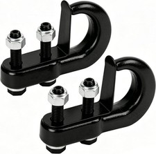 2pk Universal Recovery Tow Hooks With Spring Clip 10000lbs Bolt-on Black Forged