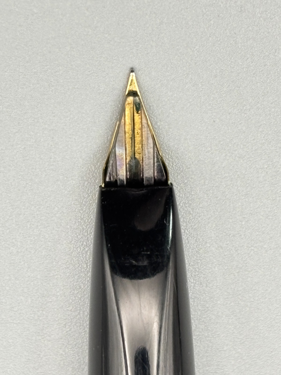 Vintage Platinum Short Fountain Pen 18K F Nib Silver Stripe Pocket