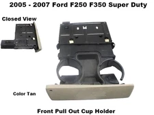 05 06 07 Ford F250 F350 Dash Pull Out Pullout Cupholder Soft Cup Holder Tan OEM