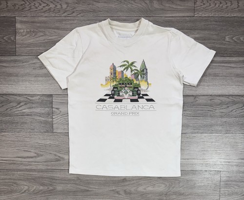 Casablanca Finish Line Grand Prix Graphic Print Tee T-Shirt White Size Small