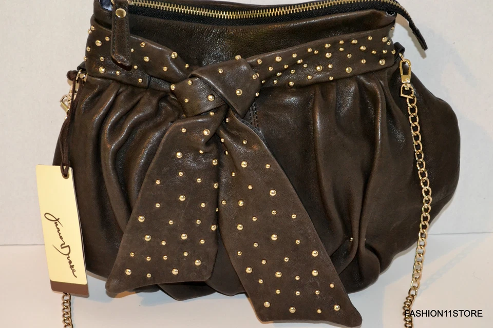 Bolso de hombro de cuero italiano Junior Drake Karel Bolso de mano Bolso Saco Bolsa $298 Nuevo con etiquetas Foto 2 de 4