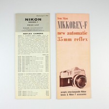 Lot of 2 - Nikon - Nikkorex-F - Vintage Pamphlet Brochures  Price List- 1964