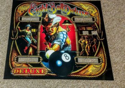 Bally EIGHT BALL DELUXE  pinball  backglass translite 1984 Machine Version