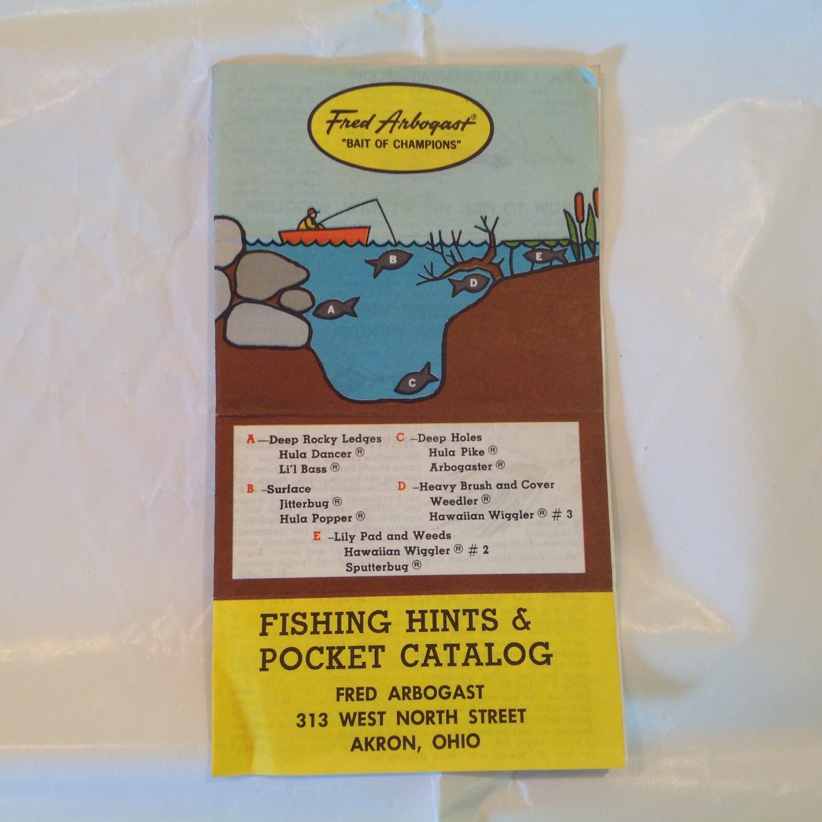 Vtg 1950's60's Color Fred Arbogast Fishing Hints and Pocket Catalog