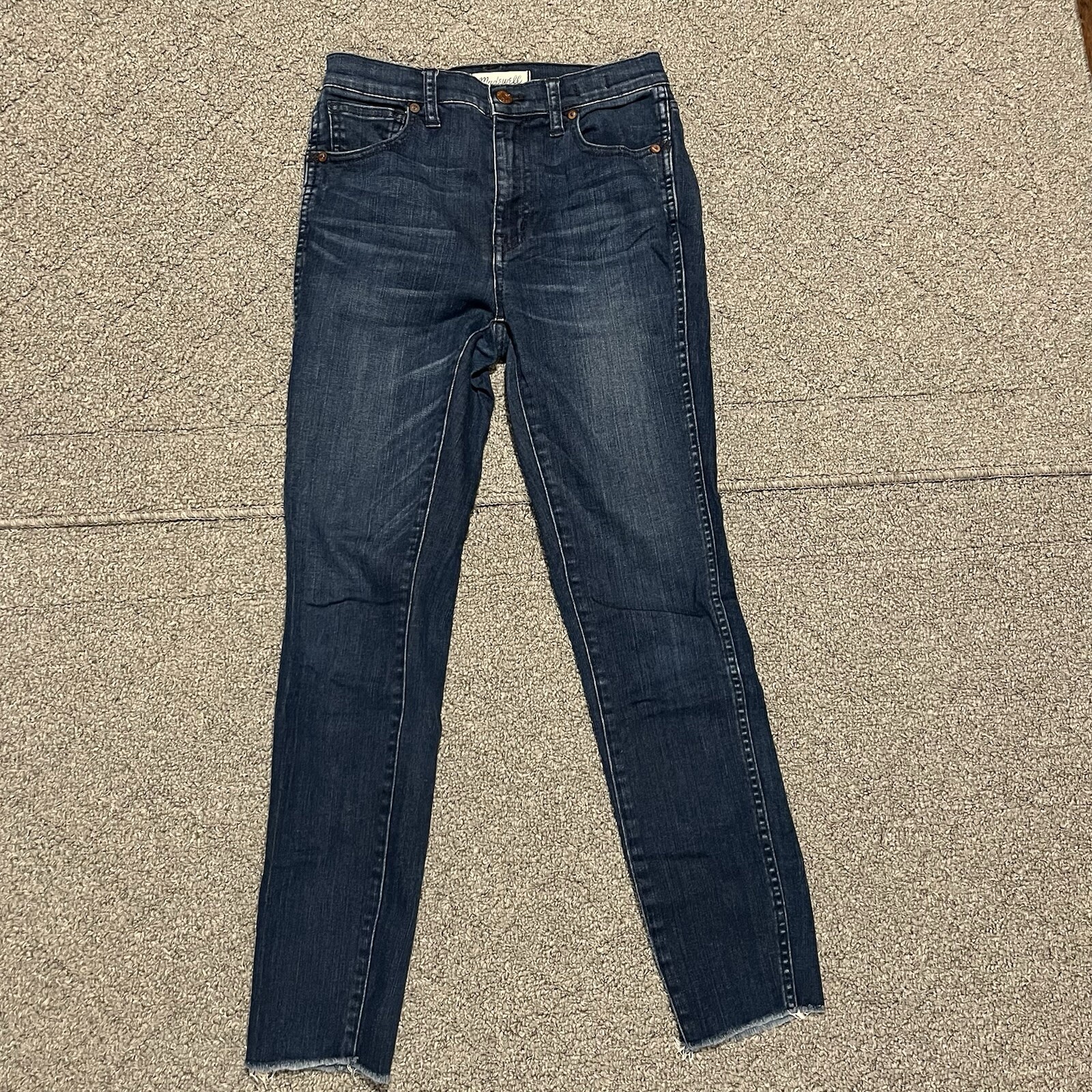 Madewell High Rise Skinny Jeans Womens Size 25 Blue Raw Hem Ankle 10 Inch