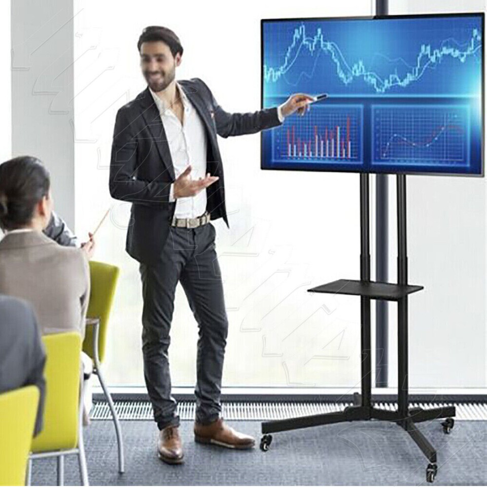 32"70" Black Led Plasma Lcd TV Stand Mount Bracket Mobile Trolley With