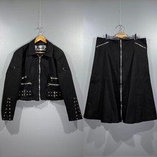 Poizen Industries Women's Avant-Garde Black Metal Punk Suit (Jacket + Skirt) XL