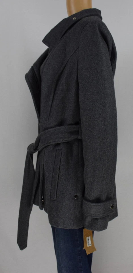 Rachel Roy Womens Charcoal Funnel Collar Cropped Trench Jacket Coat L - Image 4 of 4