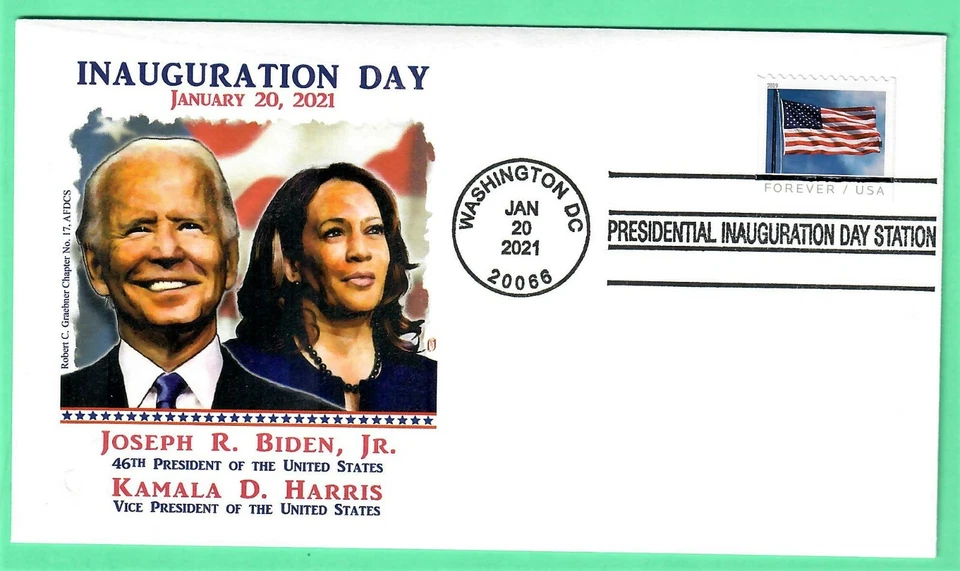 BIDEN-HARRIS 2021 INAUGURATION COVER, GRAEBNER CACHET - STANDARD 4-BAR CANCEL - Image 2 of 2