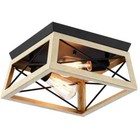 Dawn 12 in. 2-Light Ocean View Oak Flush Mount Ceiling Light Farmhouse Rustic