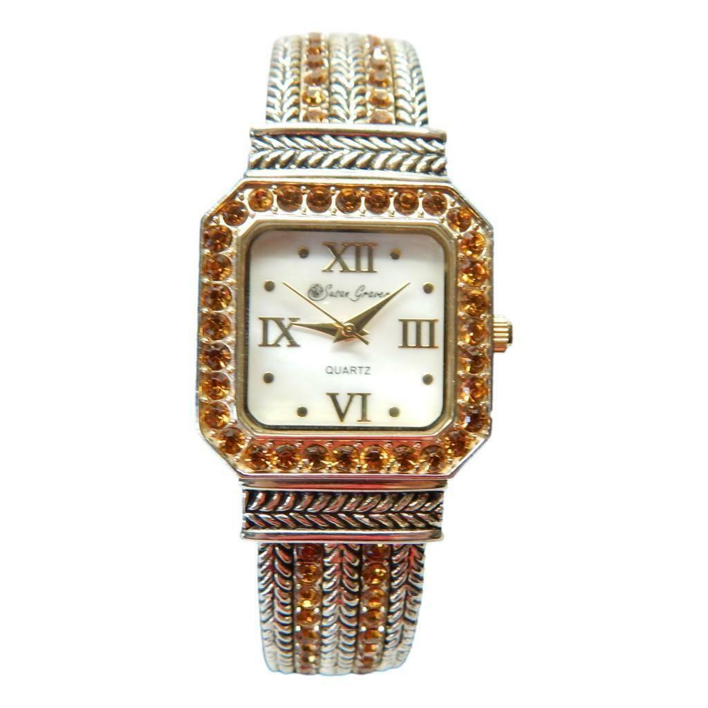 Susan Graver Vintage Rhinestone Cuff Bracelet Watch