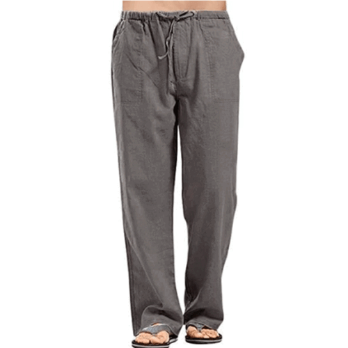 Herren Leinenhose Freizeit Lose Kordelzug Stoffhose Sommer Fitness Jogginghosen - Bild 25 von 28