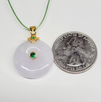 Certificated Jade Donut Pendant Light LavenderRound Circle Jadeite hole 玉环翡翠平安扣