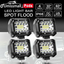 24pack 4 Led Work Light Bar Pods Flood Spot Combo Fog Driving Kit Atv Offroad