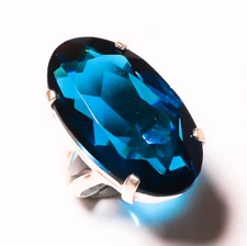 Fantastic Blue Tourmaline Gemstone 925 Sterling Silver Handmade Ring All Size