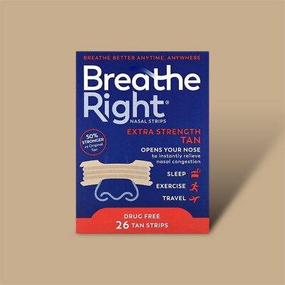 Breathe Right, Nasal Strips, Extra Strength, hellbraun, 26 Streifen